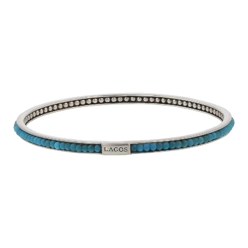 Bangles For Eco-friendly Jewelry Lovers-Lagos Turquoise Bangle Bracelet in Sterling Silver