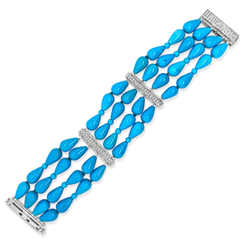 Bracelets For Wedding Accessories-Turquoise & Diamond Bracelet