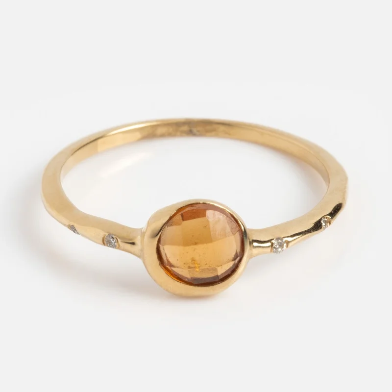 Unique Gold Rings For Bold Style-Solid Gold Orange Garnet and Diamond Dusk Ring