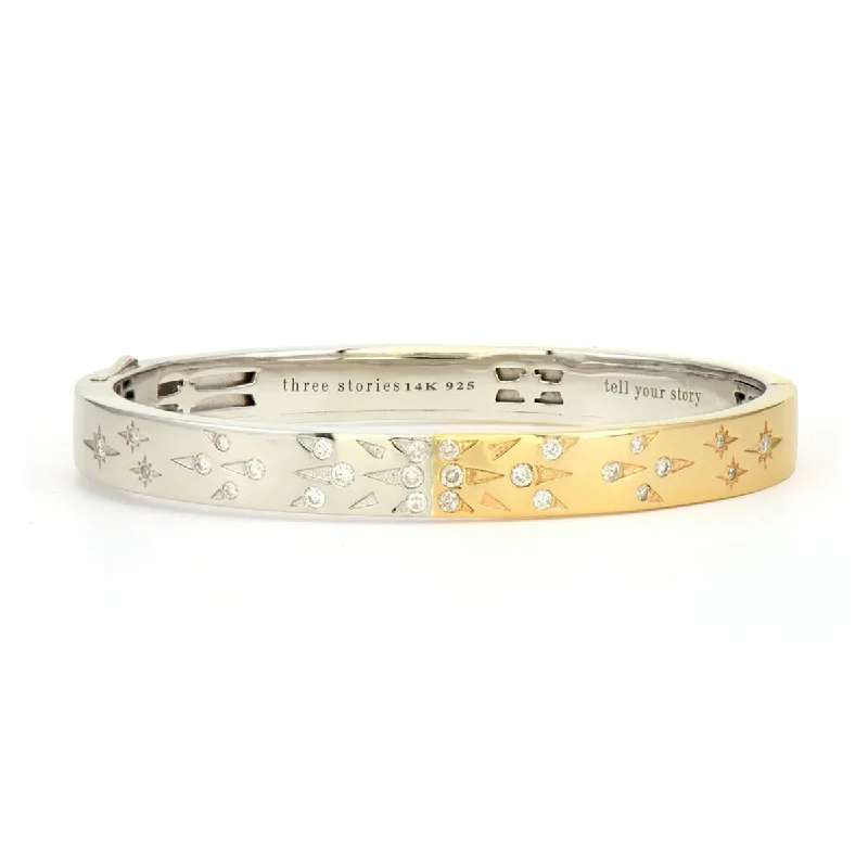 Bangles With Classic Designs-Wide Love Explosion Two-toned Bangle