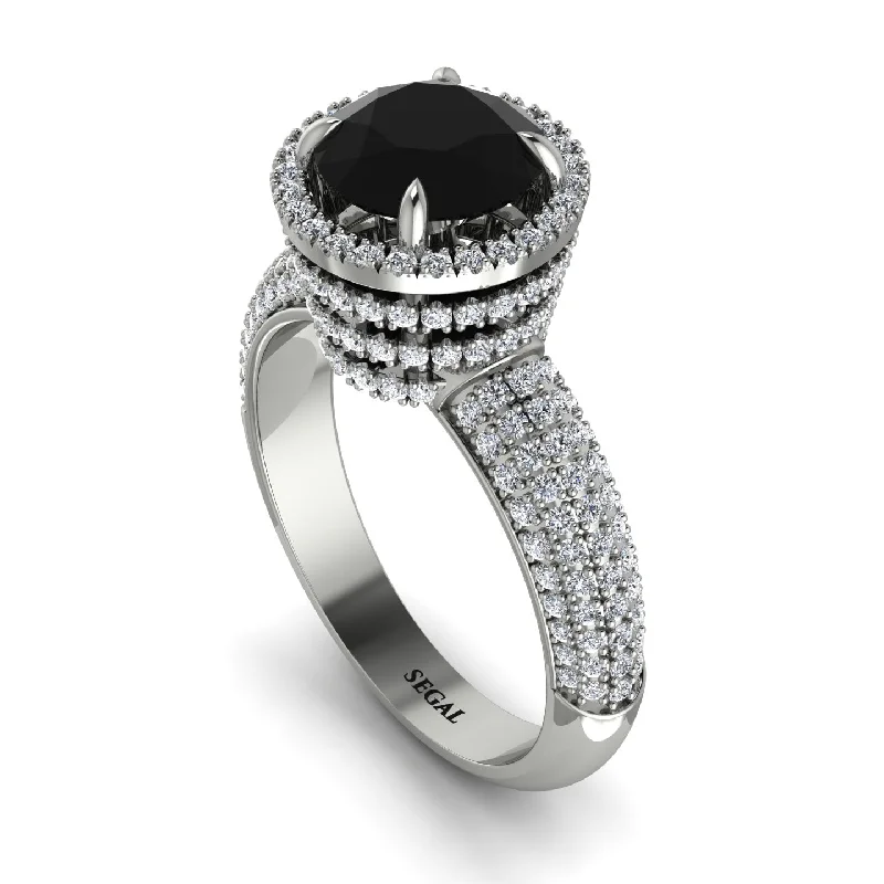 Custom Men’s Wedding Bands For Bold Style-Black Diamond Cluster Halo Engagement Ring - Katie No. 9