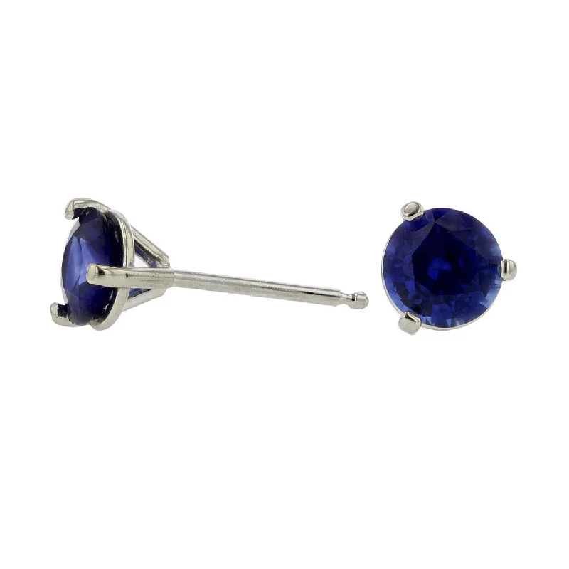 Bold Gold Earrings For Fashion Forward-18K White Gold Sapphire Stud Earrings