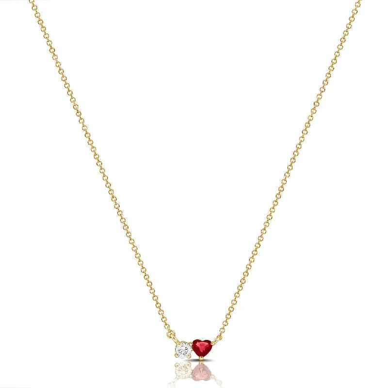 Layered Gold Chain Necklaces For Luxury Look-0.30ct Hearts & Love Solitaire Diamond Pendant Necklace in 14kt Gold