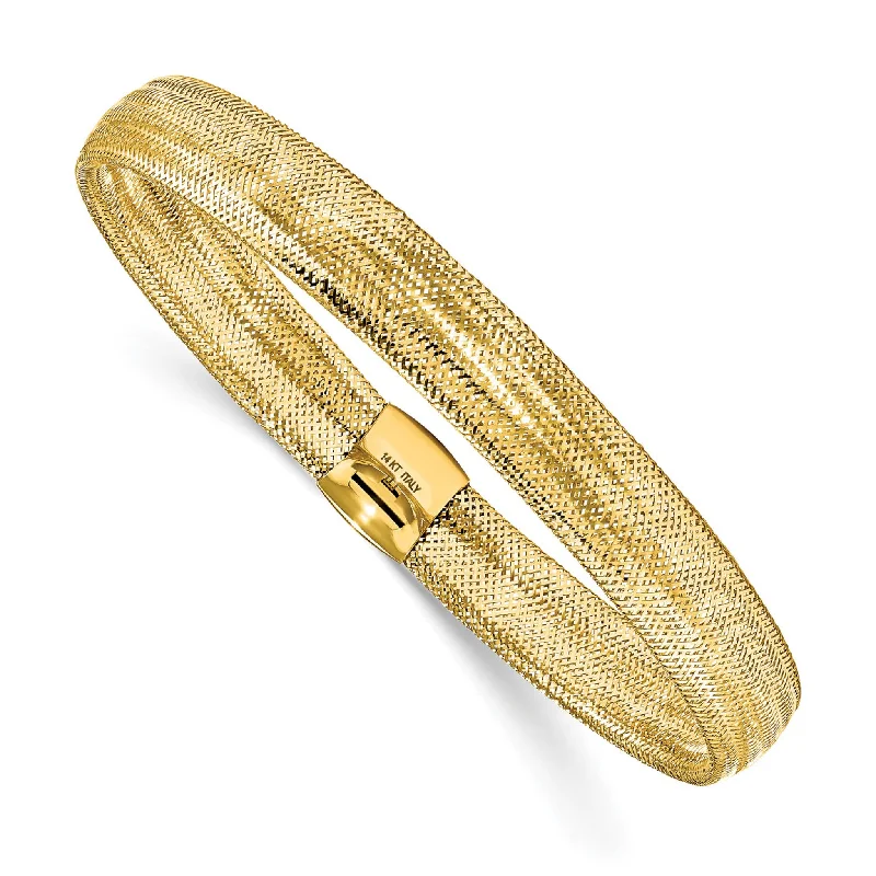 Bangles With Oval Shapes-Leslie's 14K Fancy Stretch Bangle Bracelet LF1126