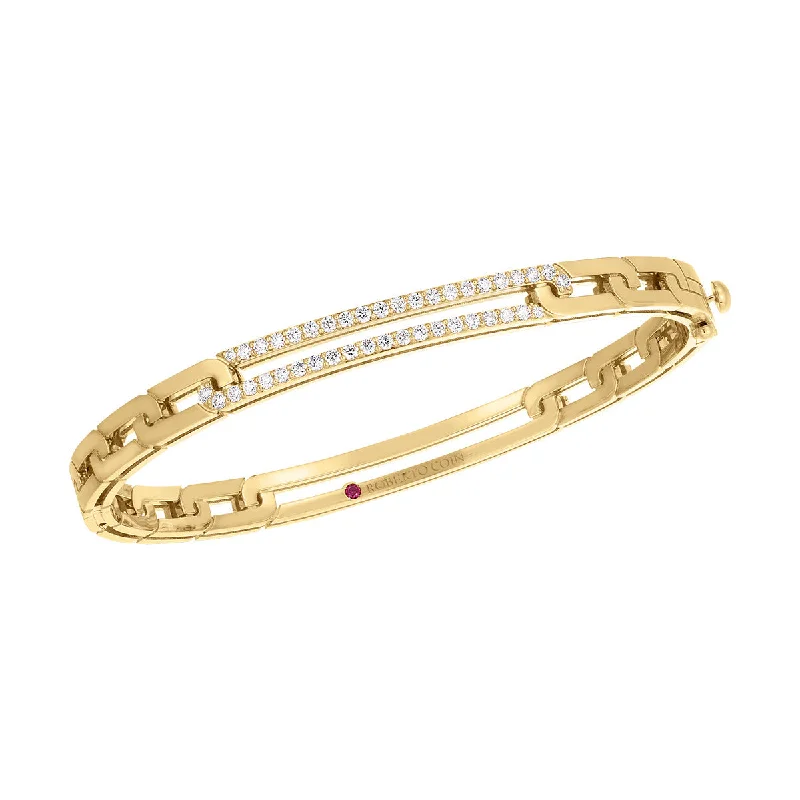 Bangles For Party Accessories-18K Yellow Gold Navarra Pave Extended Link Bangle