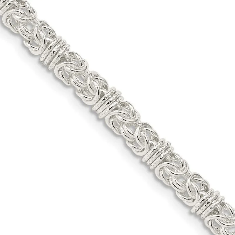 Trendy Bar Necklaces For Casual Looks-Sterling Silver 4mm Fancy Byzantine Chain Necklace