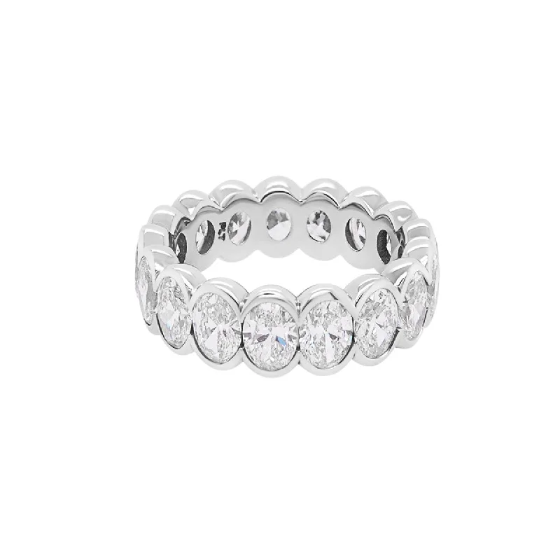 Custom Men’s Wedding Bands For Bold Style-Oval Half Bezel Diamond Eternity Ring | 8.37GMS 5.14CT