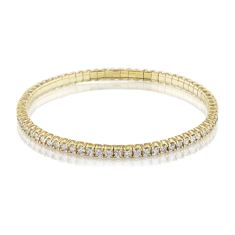 Bracelets For Bridal Accessories-18K Yellow Gold Diamond Stretch Bracelet