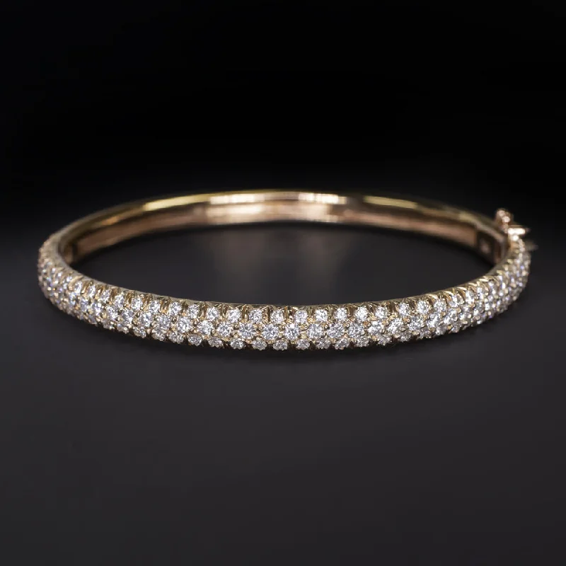 Bangles For Family Gatherings-3 CARAT DIAMOND PAVE BANGLE BRACELET 18k ROSE GOLD 19.8 GRAM NATURAL GIFT 3ct