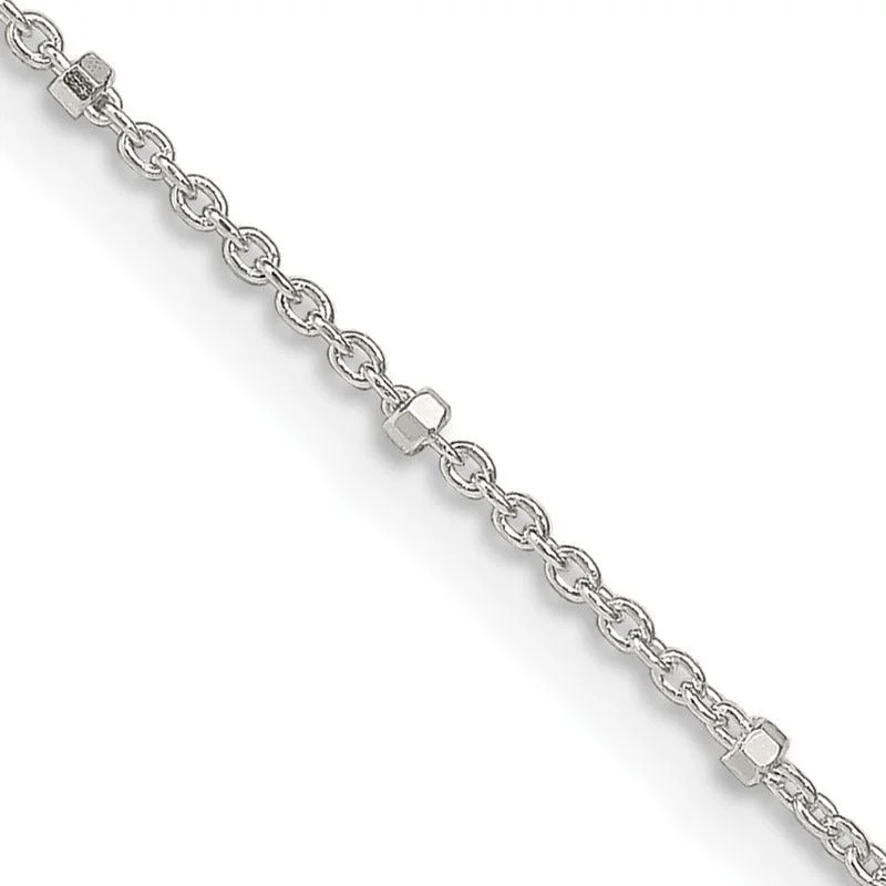 Simple Pearl Necklaces For Everyday Wear-Sterling Silver 1.25mm Rolo with Beads Chain Necklace w/2in ext.