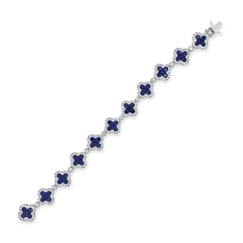 Bracelets For Fashion Enthusiasts-Sapphire & Diamond Clover Bracelet