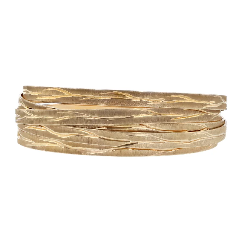 Bangles For Cultural Celebrations-Roberto Coin Rose Plated Sterling Silver Diamond-Cut Bangle