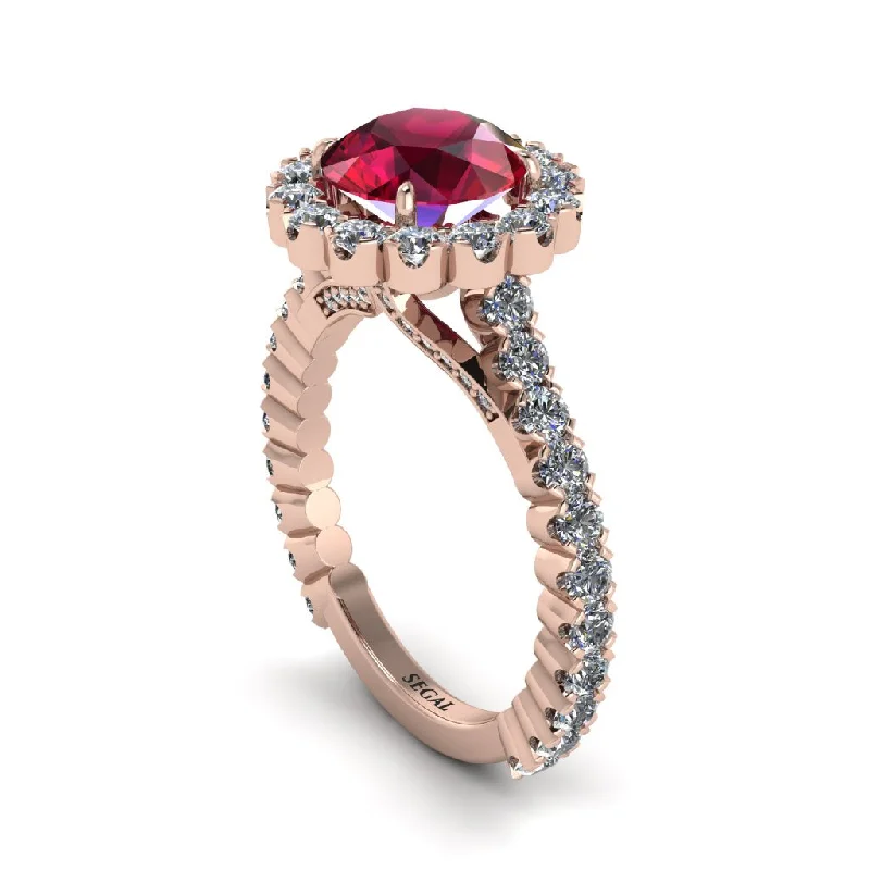 Stunning Engagement Rings For Brides-Round Cut Ruby Timeless Splendor Engagement Ring - Jazlyn No. 11