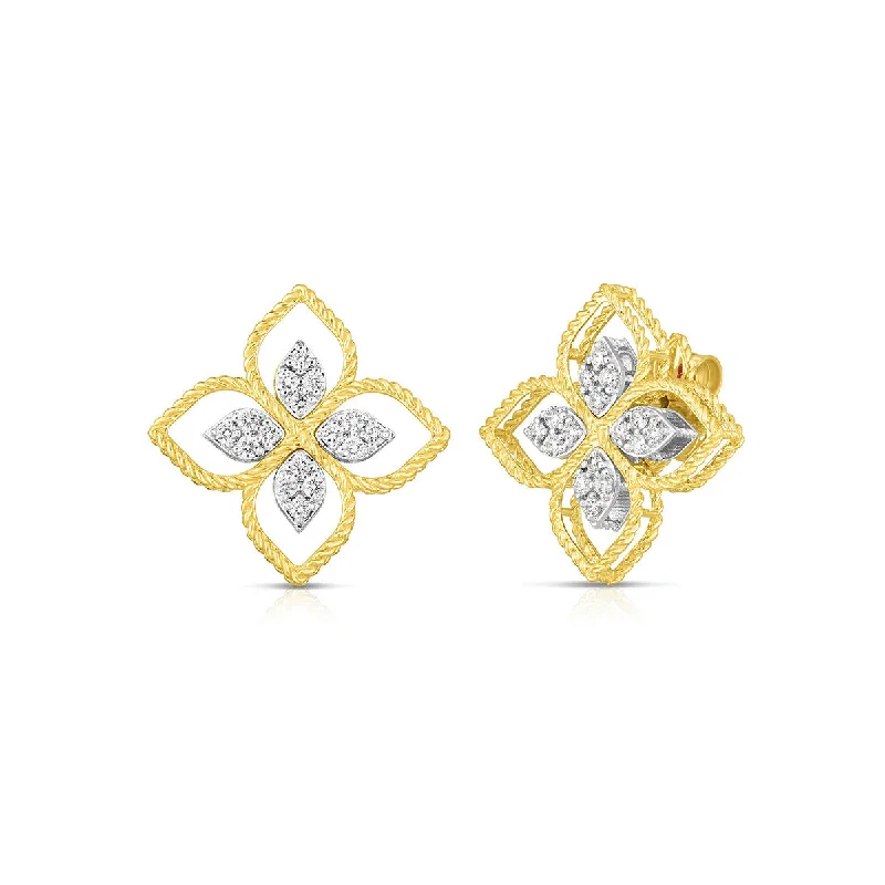 Geometric Earrings For Bold Look-18K Principessa Large Flower Earrings with Diamond