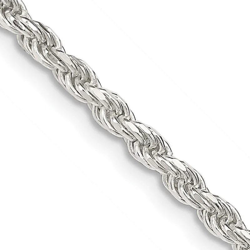 Chunky Necklace For Fashion Lovers-Sterling Silver 2.75mm Diamond-cut Rope Chain Necklace