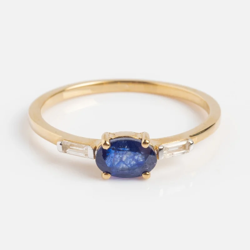 Classic Gold Wedding Rings For Him and Her-Solid Gold Classic Sapphire Ring