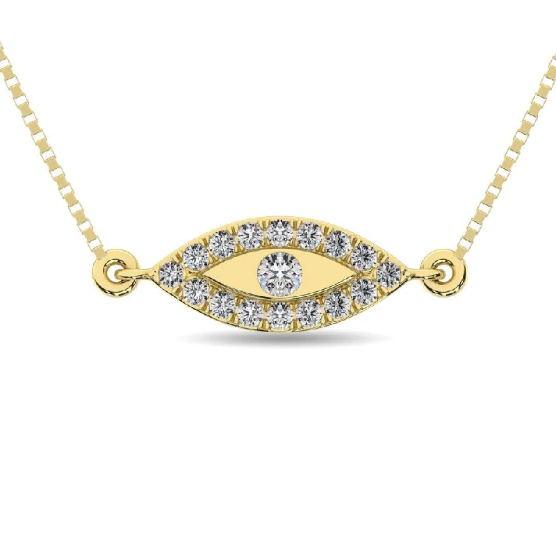 Bold Gold Necklaces For Fashionistas-Diamond 1/10 ct tw Round Cut Fashion Necklace in 10K Yellow Gold