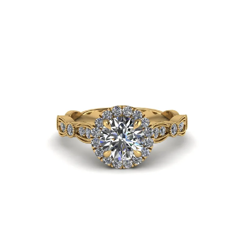 Silver Cocktail Rings For Bold Glam-Round Cut Diamond Radiant Eternity Engagement Ring - Kamryn No. 1