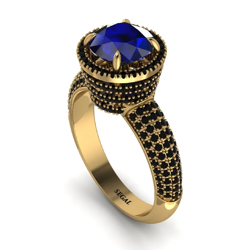 Custom Infinity Rings For Meaningful Gifts-Sapphire Cluster Halo Engagement Ring - Katie No. 43