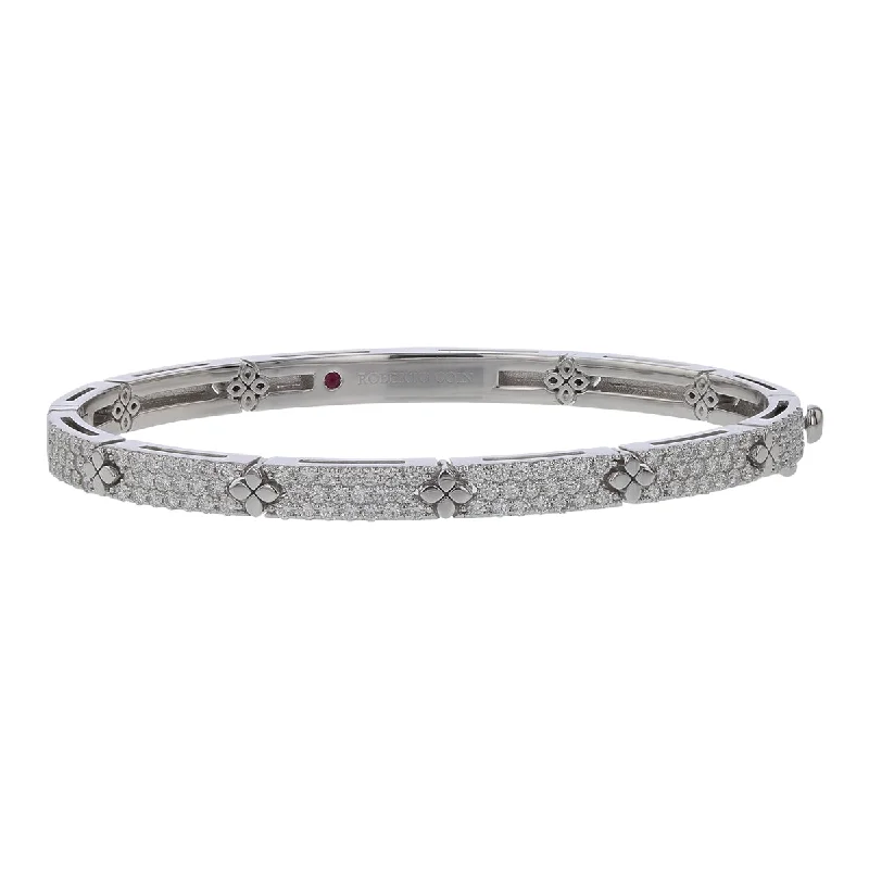 Bangles With Metal Hues-Love in Verona 1.45Ct Diamond Pave Bangle in 18k White Gold