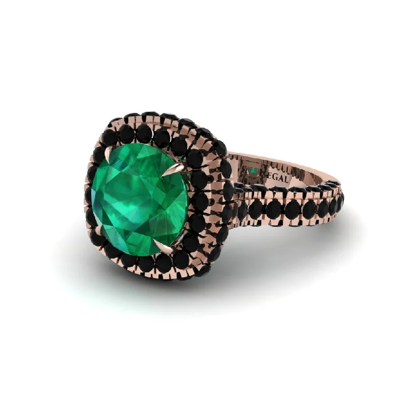 Custom Men’s Engagement Rings For Non-Traditional Brides-Emerald Pave Double Halo Engagement Ring - Eve No. 35