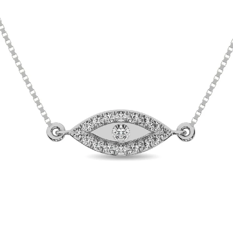 Minimalist Diamond Necklaces For Classic Style-Diamond 1/10 ct tw Round Cut Fashion Necklace in 10K White Gold