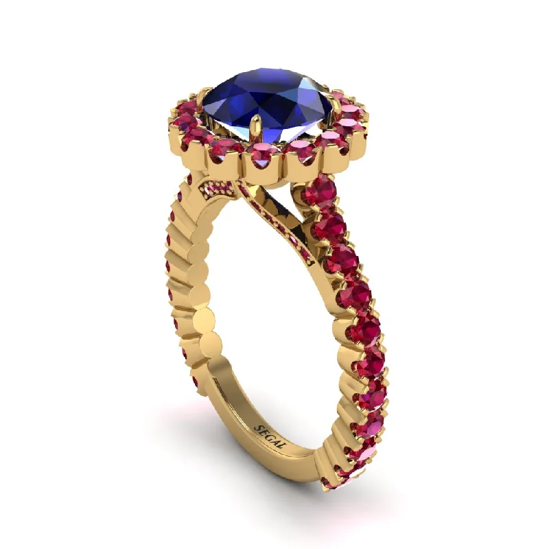 Elegant Rose Gold Rings For Special Occasions-Round Cut Sapphire Timeless Splendor Engagement Ring - Jazlyn No. 58