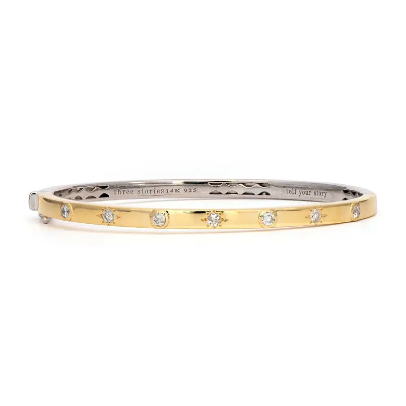 Bangles With Circular Embellishments-Classic Two-toned Diamond Bangle