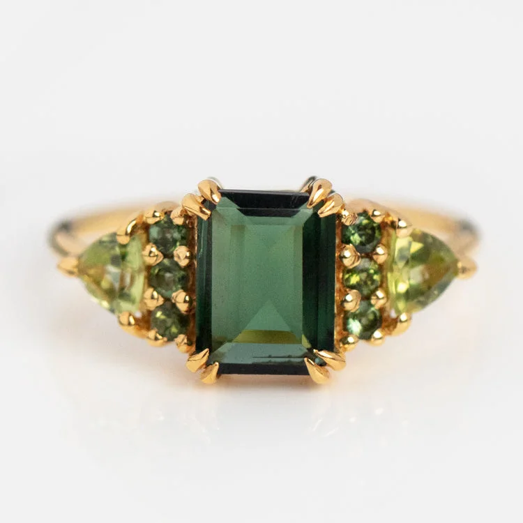 Simple Gold Rings For Everyday Glam-Green with Envy Topaz and Peridot Regal Ring