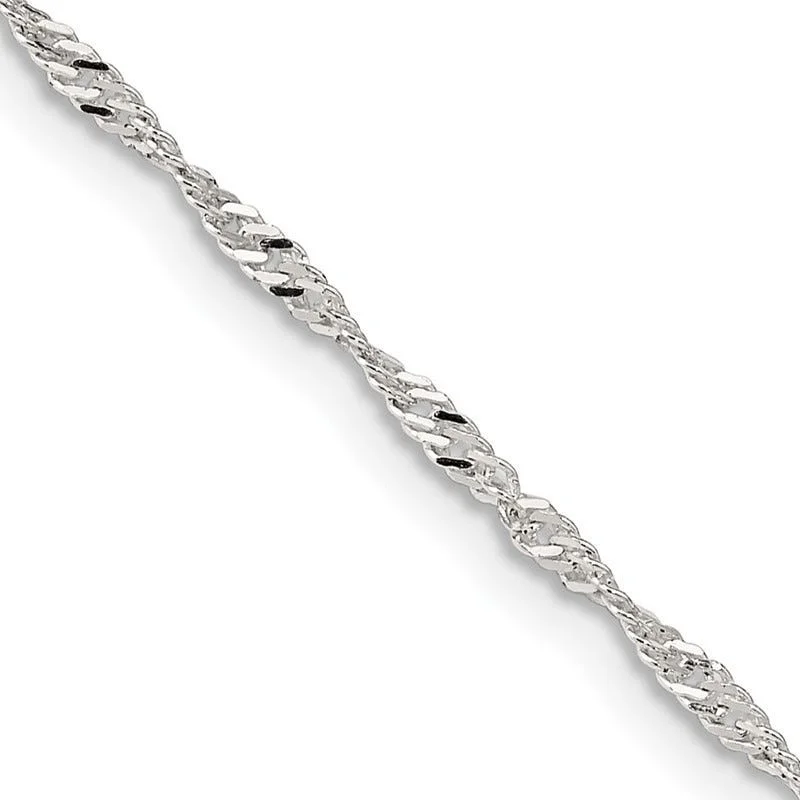 Classic Gold Necklace For Everyday Style-Sterling Silver 1.75mm Singapore Chain Necklace w/2in ext.