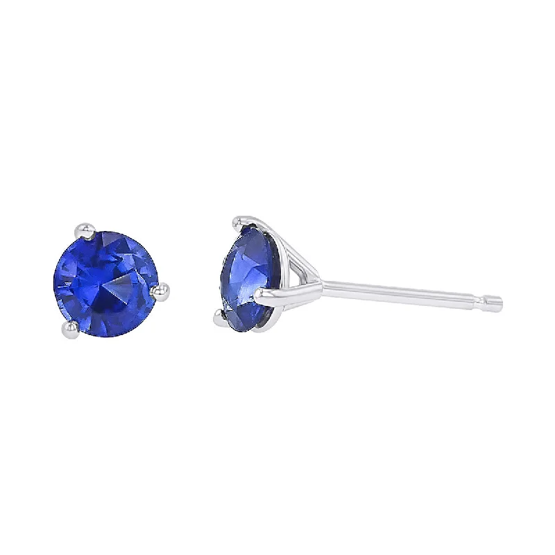 Stunning Crystal Earrings For Formal Events-18K White Gold Sapphire Stud Earrings