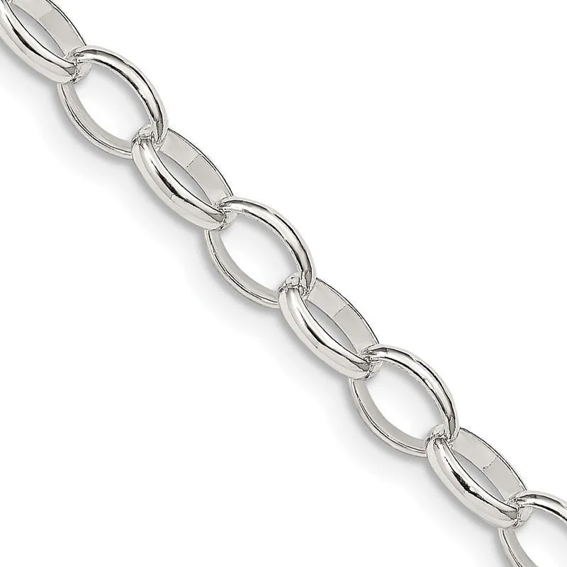 Fashionable Choker Necklaces For Summer-Sterling Silver 5mm Fancy Rolo Chain Necklace