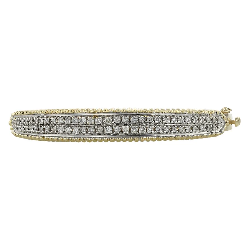 Bangles For Extravagant Styles-Two-Tone 14K Diamond Two Row Bangle Bracelet