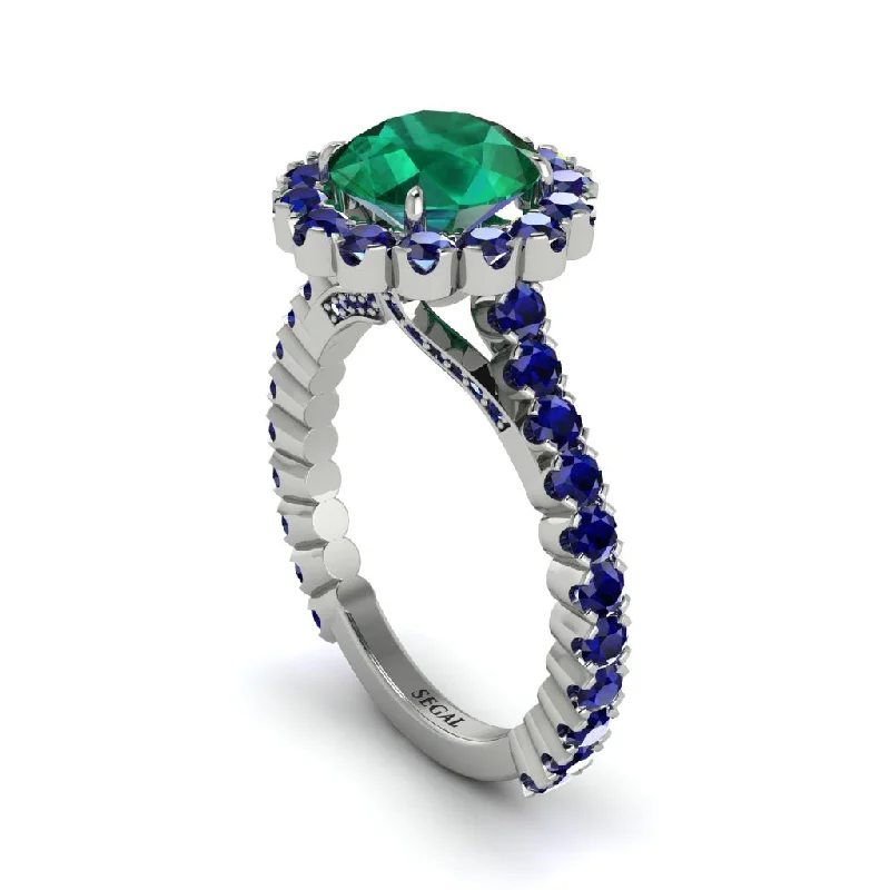 Beautiful Sapphire Rings For Engagement-Round Cut Emerald Timeless Splendor Engagement Ring - Jazlyn No. 66