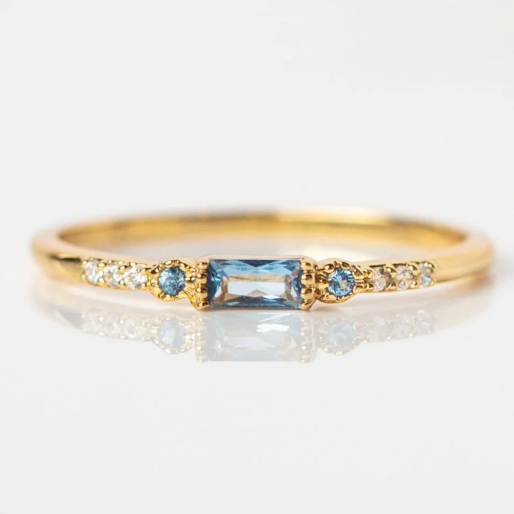 Custom Name Rings For Personalized Jewelry-Calming Blue Stacking Ring