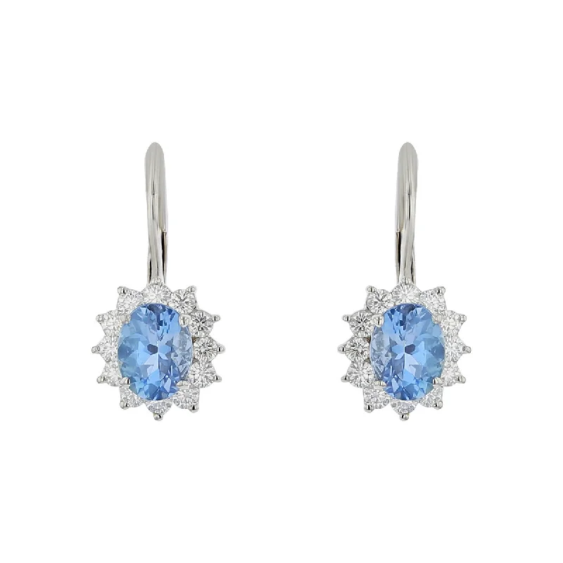 Large Acrylic Earrings For Bold Statements-18K White Gold Aquamarine Diamond Earrings