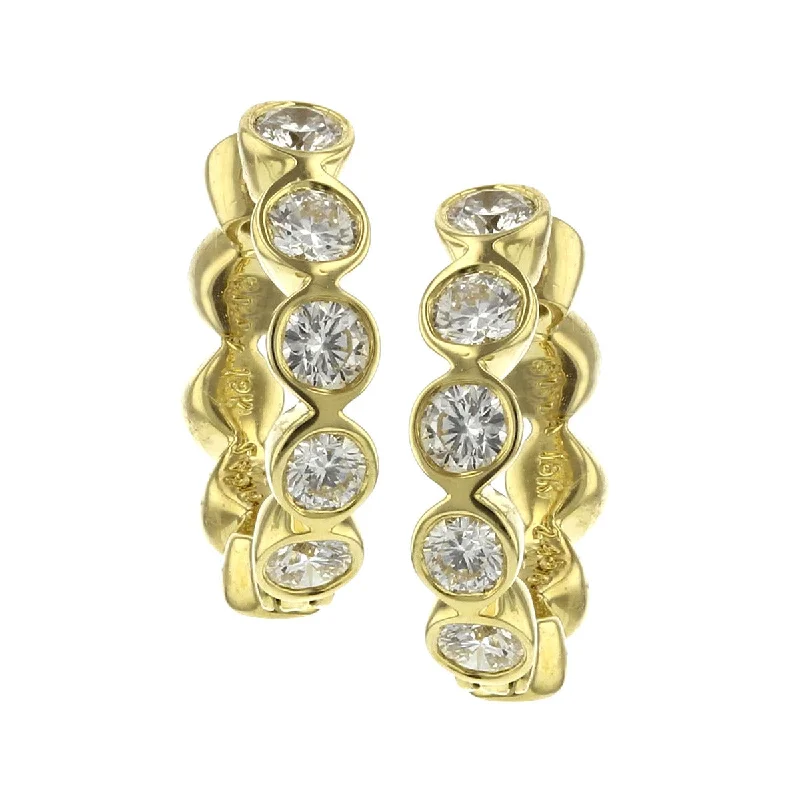 Affordable Earrings For Everyday Use-18K Yellow Gold Diamond Mini Hoop Earrings