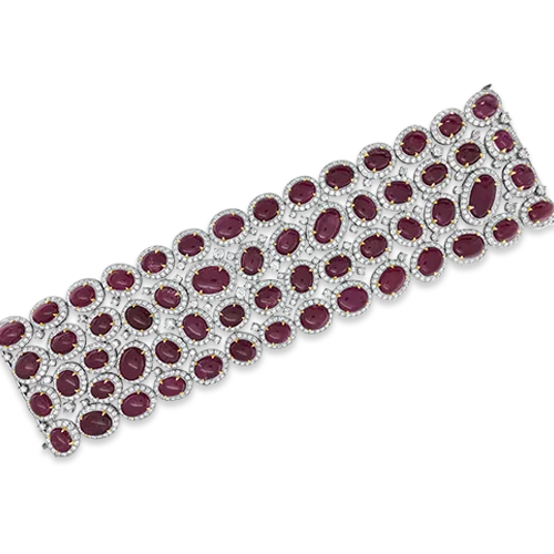 Bracelets For Fall Accessories-Cabochon Ruby & Diamond Bracelet