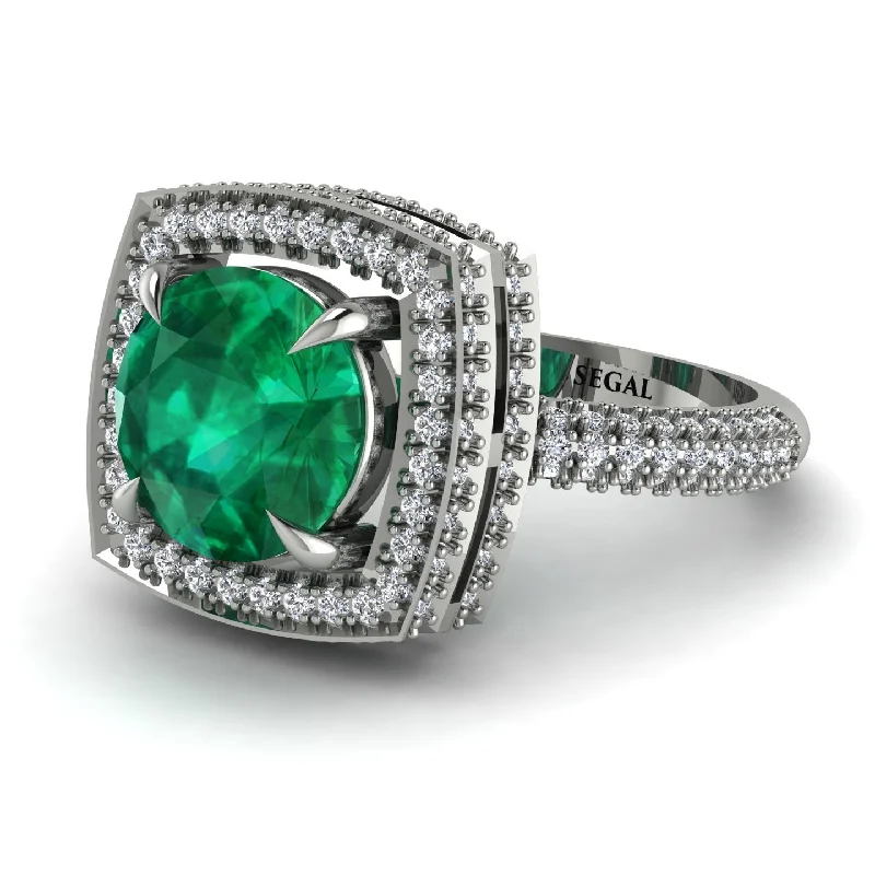 Sparkling Engagement Rings For Brides-Round Emerald Double Halo Engagement Ring - Kayleigh No. 6