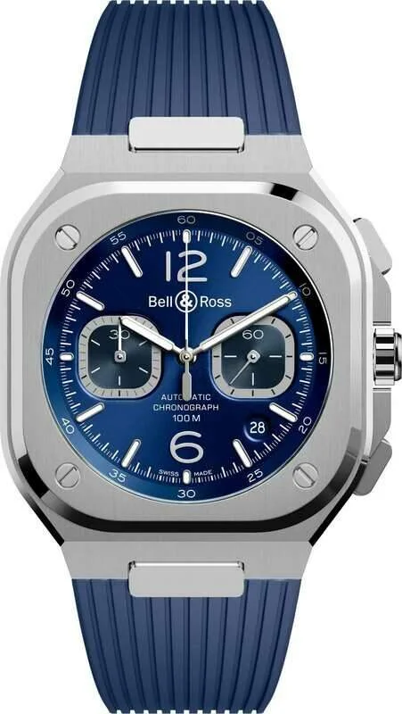 Watches With Diamonds-Bell & Ross BR 05C Blue Stainless Steel Chronograph Watch