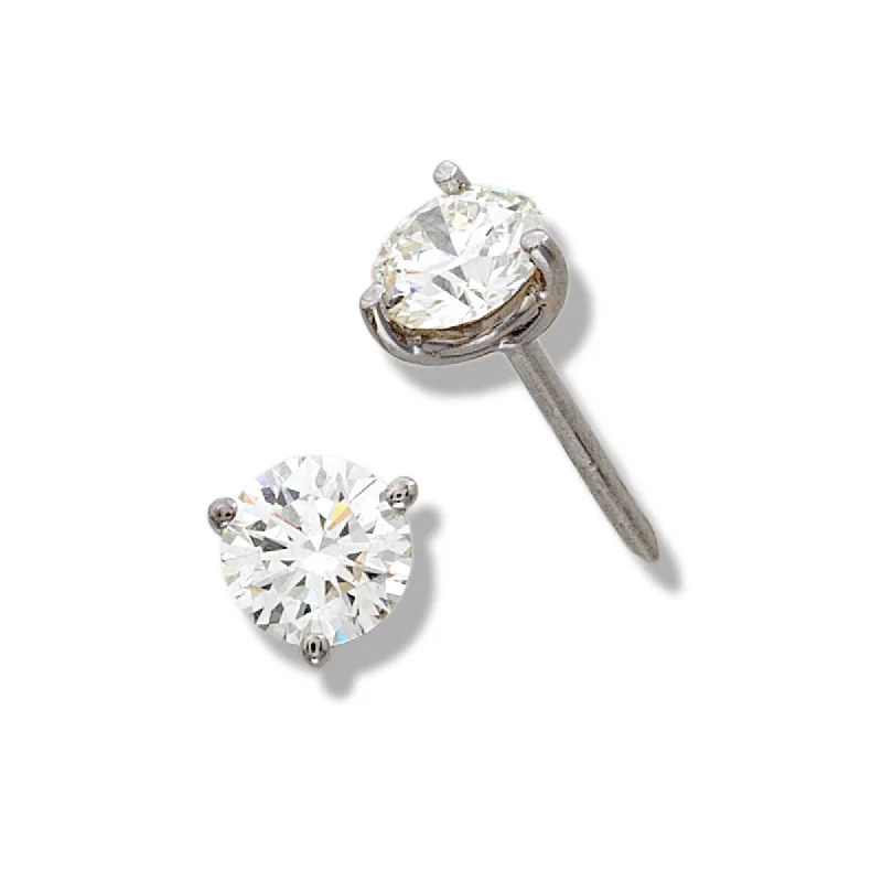 Luxury Gold Earrings For Special Occasions-18K White Gold Diamond Stud Earrings