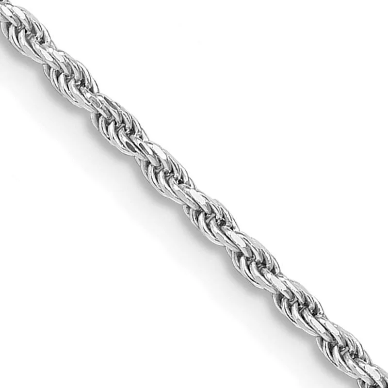 Sparkling Choker Necklaces For Parties-Sterling Silver Rhodium-plated 1.7mm Diamond-cut Rope Chain Necklace