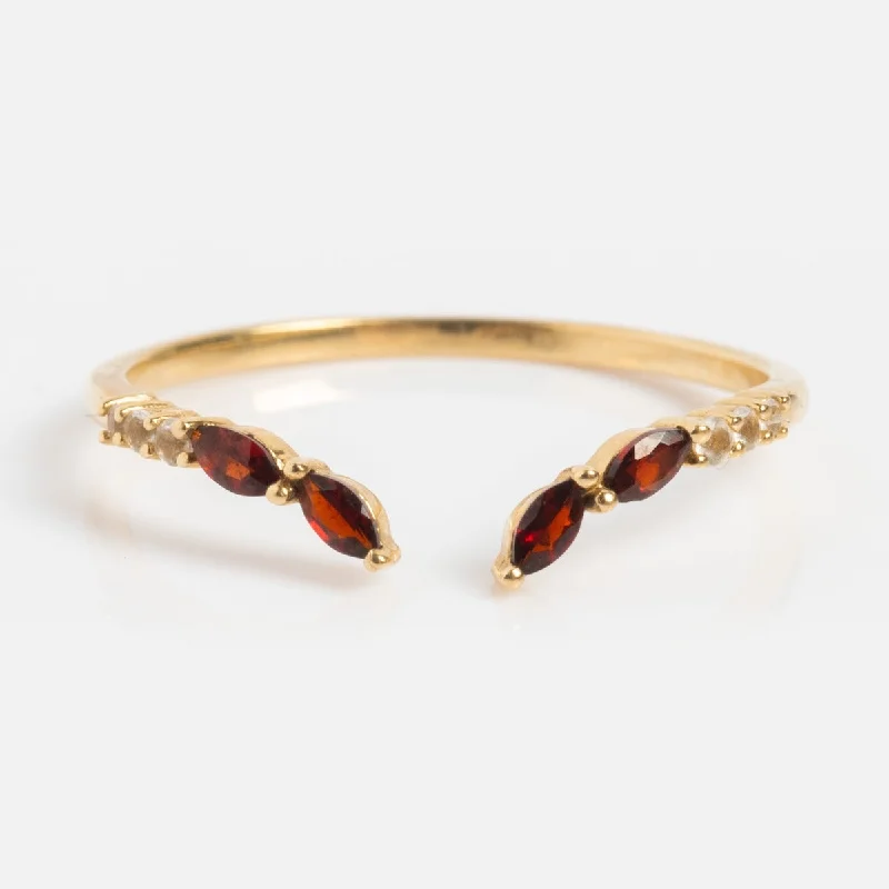 Custom Initial Rings For Unique Gifts-Solid Gold 2025 January Capsule Delicate Garnet Stacking Ring