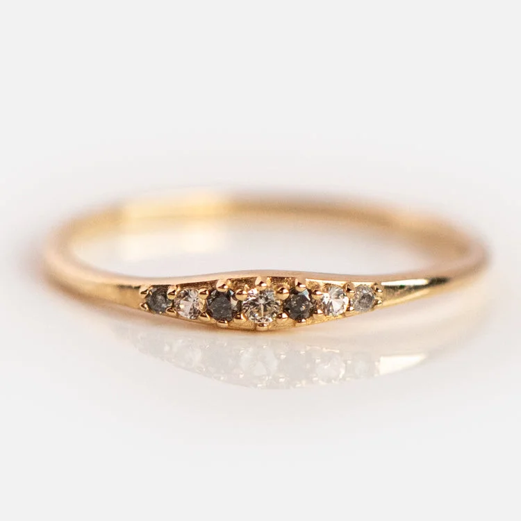 Beautiful Custom Wedding Rings For Couples-Solid Gold Classic Salt and Pepper Diamond Ring