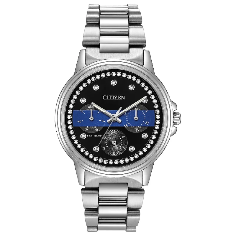 Watches With Wavy Designs-Women's Thin Blue Line For Law Enforcement