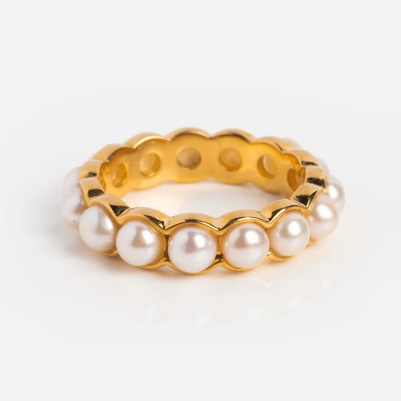 Dainty Rings For Minimalist Fashion-Bold Pearl Band