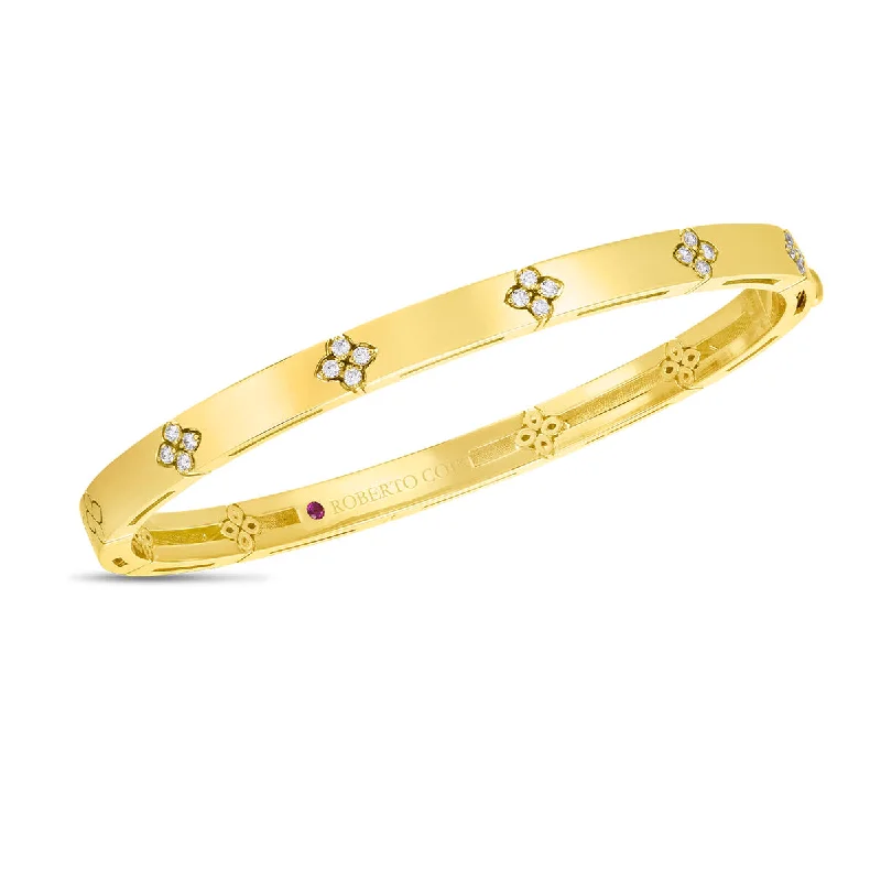 Bangles For Christmas Gifts-Love in Verona Diamond Bangle Bracelet in 18K Yellow Gold, 48x58mm