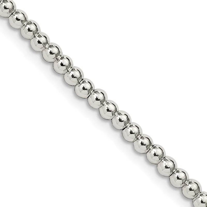 Fashionable Rope Necklaces For Casual Look-Sterling Silver 3mm Beads on Box Chain Necklace