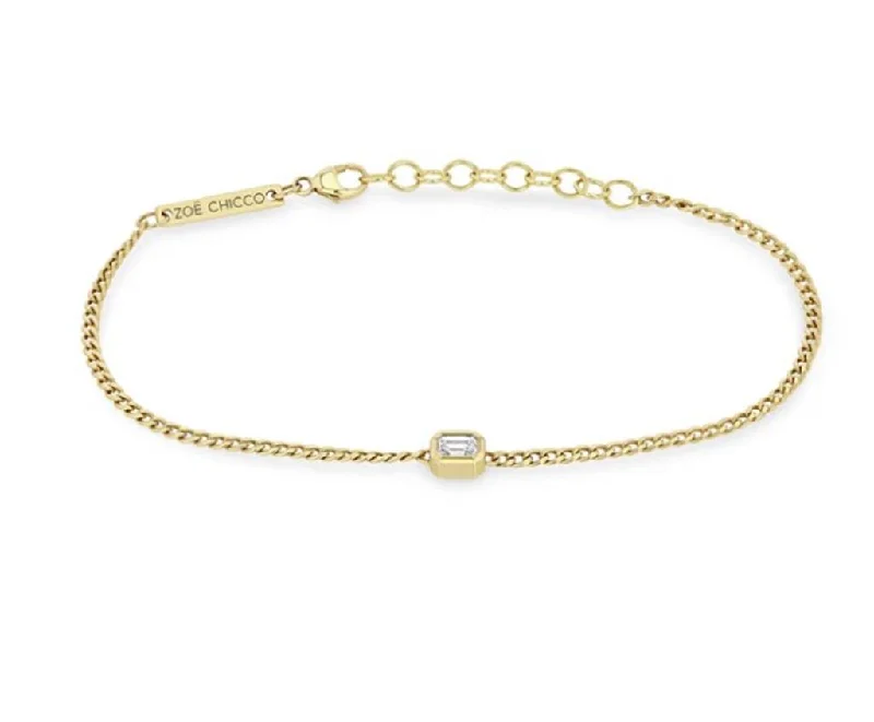 Bracelets For Fashionistas-Zoe Chicco 14k Yellow Gold Bezel Set Emerald Cut Diamond Bracelet - .46cttw