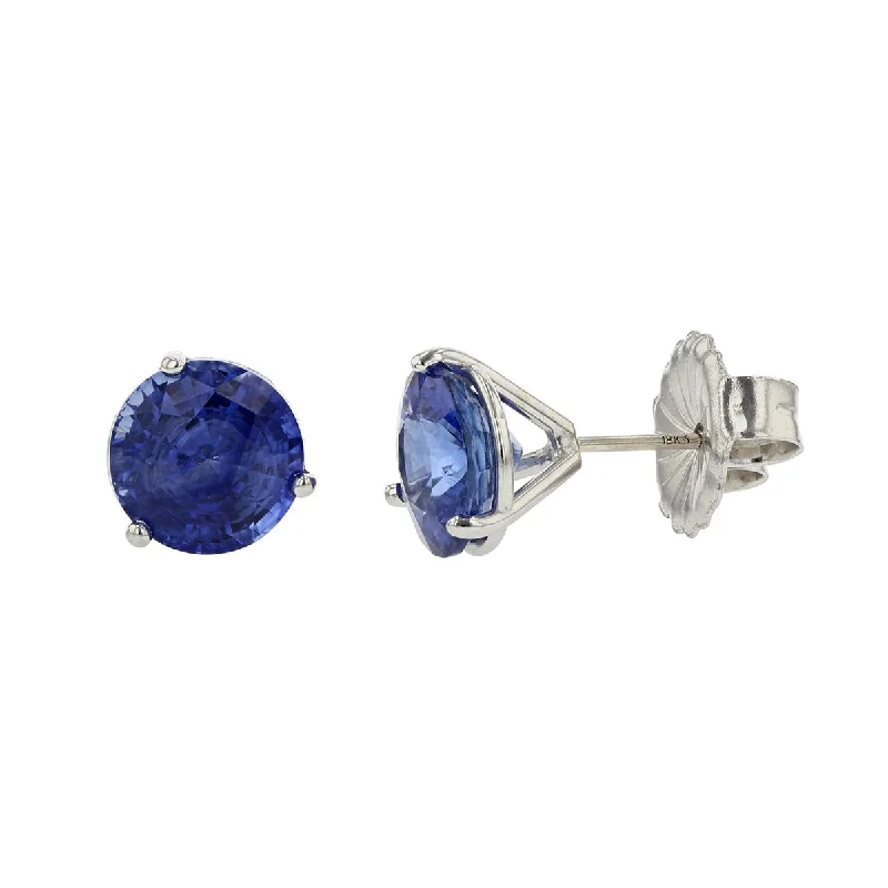 Statement Pearl Earrings For Brides-18K White Gold Sapphire Stud Earrings